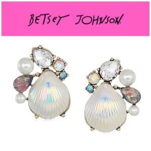 Betsey Johnson Seashell and Stone Cluster Earrings